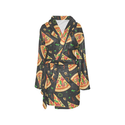 Pizza Pattern Print Design A02 Women's Fleece Robe