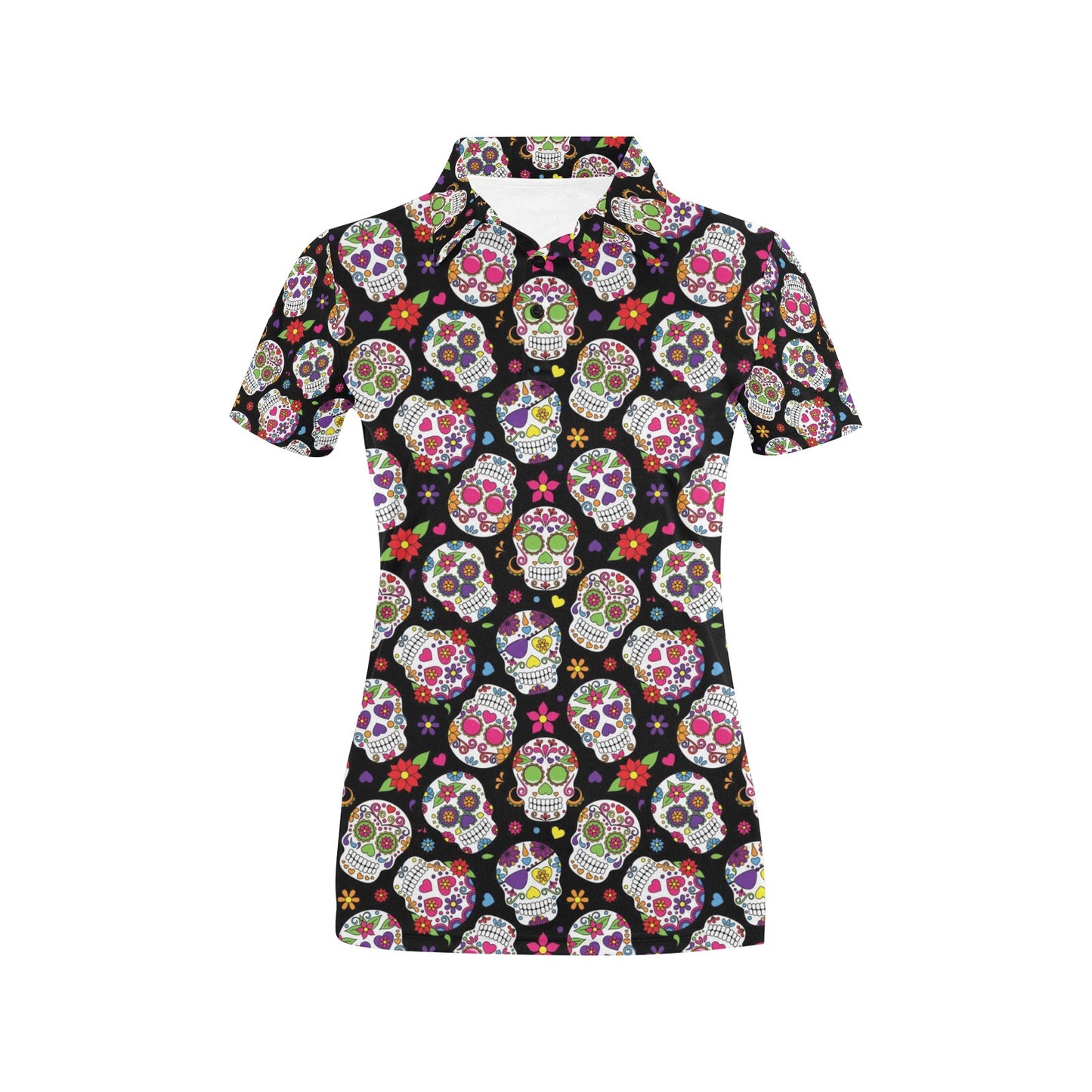 Sugar Skull Print Design LKS302 Women's Polo Shirt