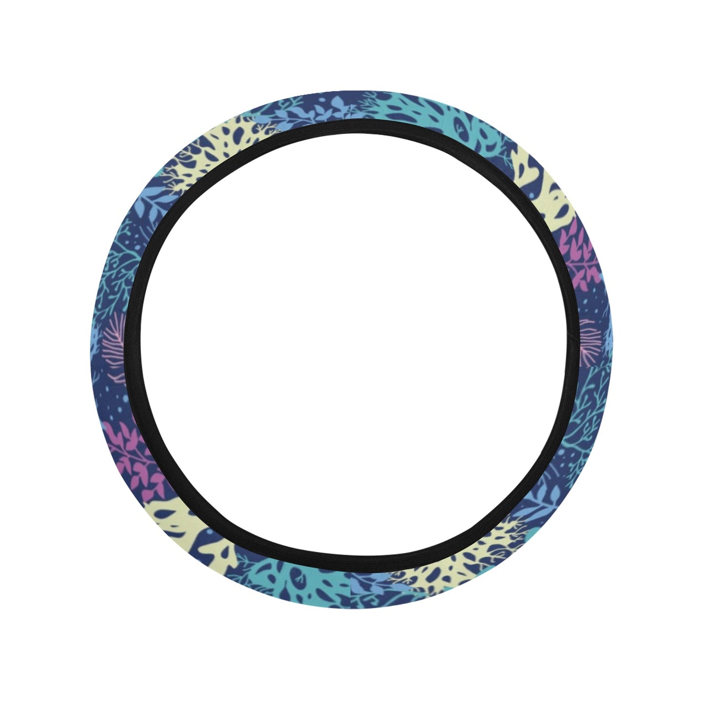 Seaweed Print Design LKS301 Steering Wheel Cover with Elastic Edge