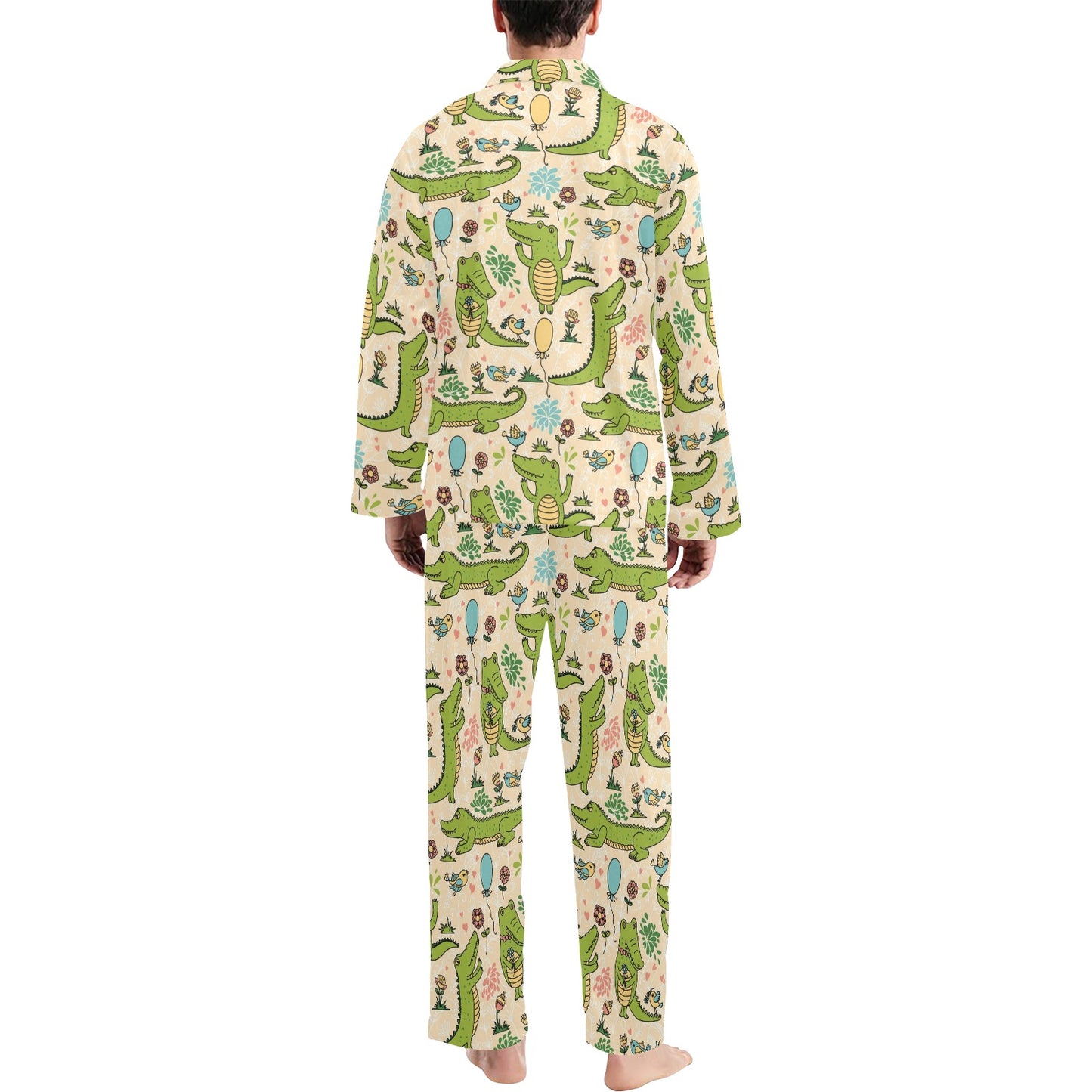Alligator Pattern Print Design 01 Men's Long Pajama Set