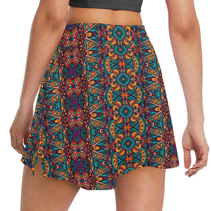 Ethnic Style Print Pattern 17" Golf & Pickleball Skort with Pockets