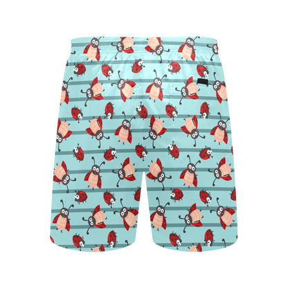 Ladybug Happy Print Pattern Men's Swim Trunks Beach Shorts