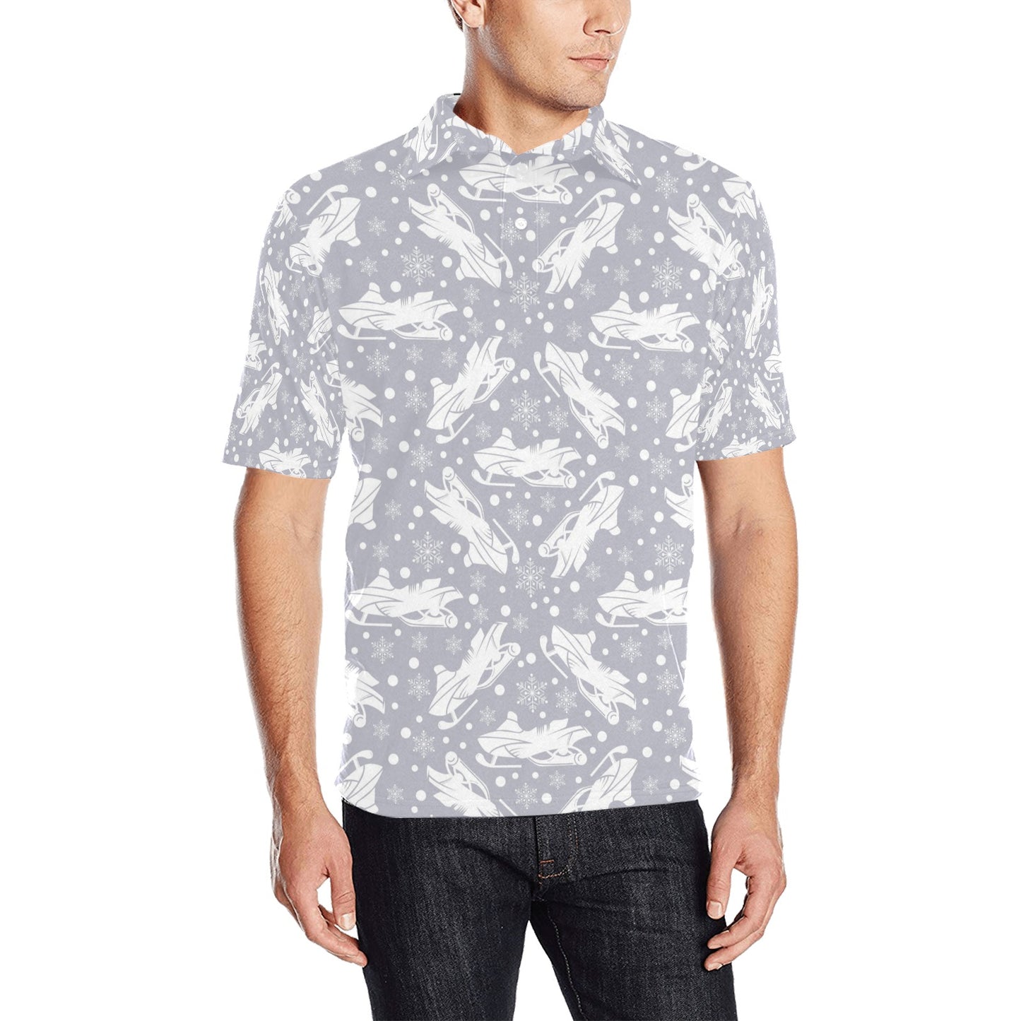 Snowmobile Print Design LKS302 Men Polo Shirt
