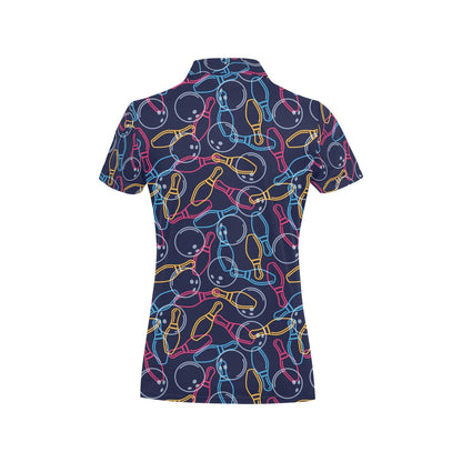 Bowling Pattern Print Design 07 Women's Polo Shirt