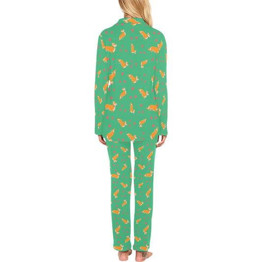 Cardigan Welsh Corgis Pattern Print Design 03 Women's Long Pajama Set