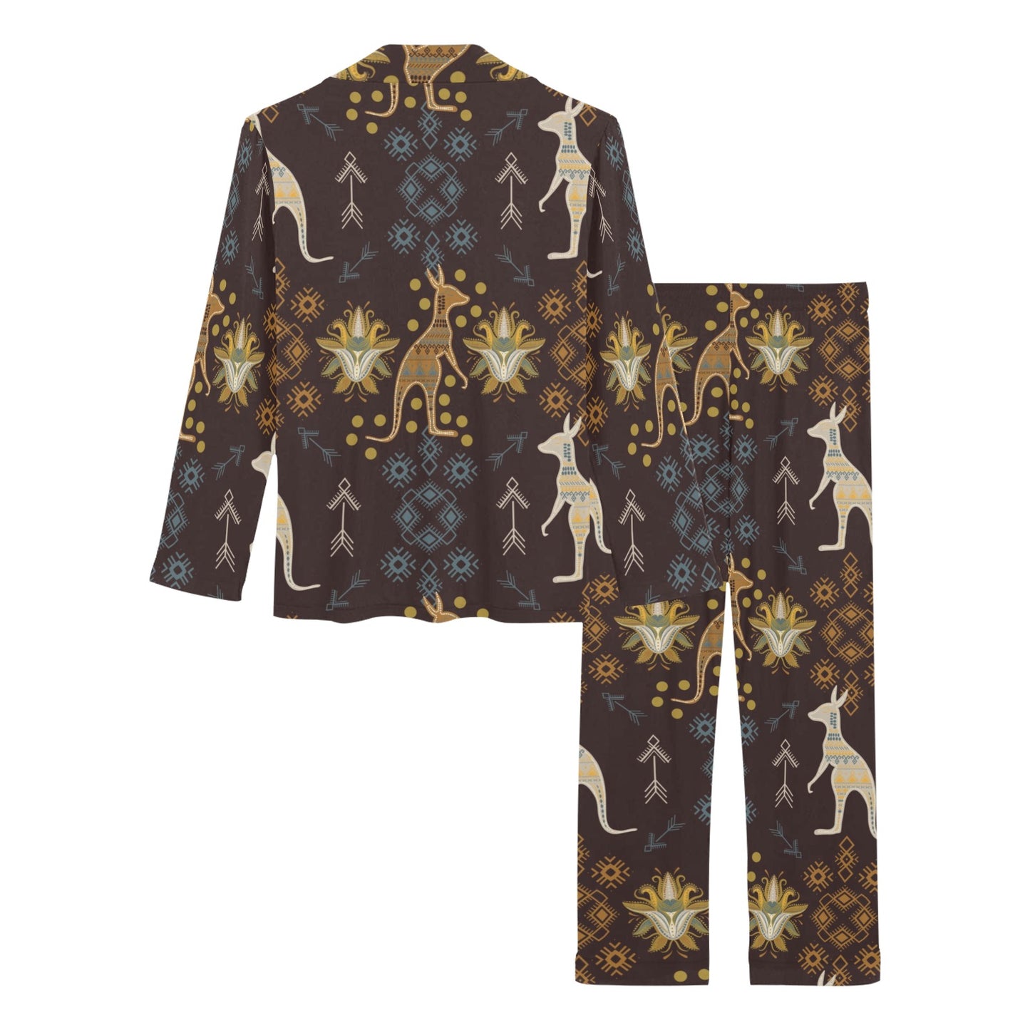 Kangaroos Pattern Print Design 03 Women's Long Pajama Set