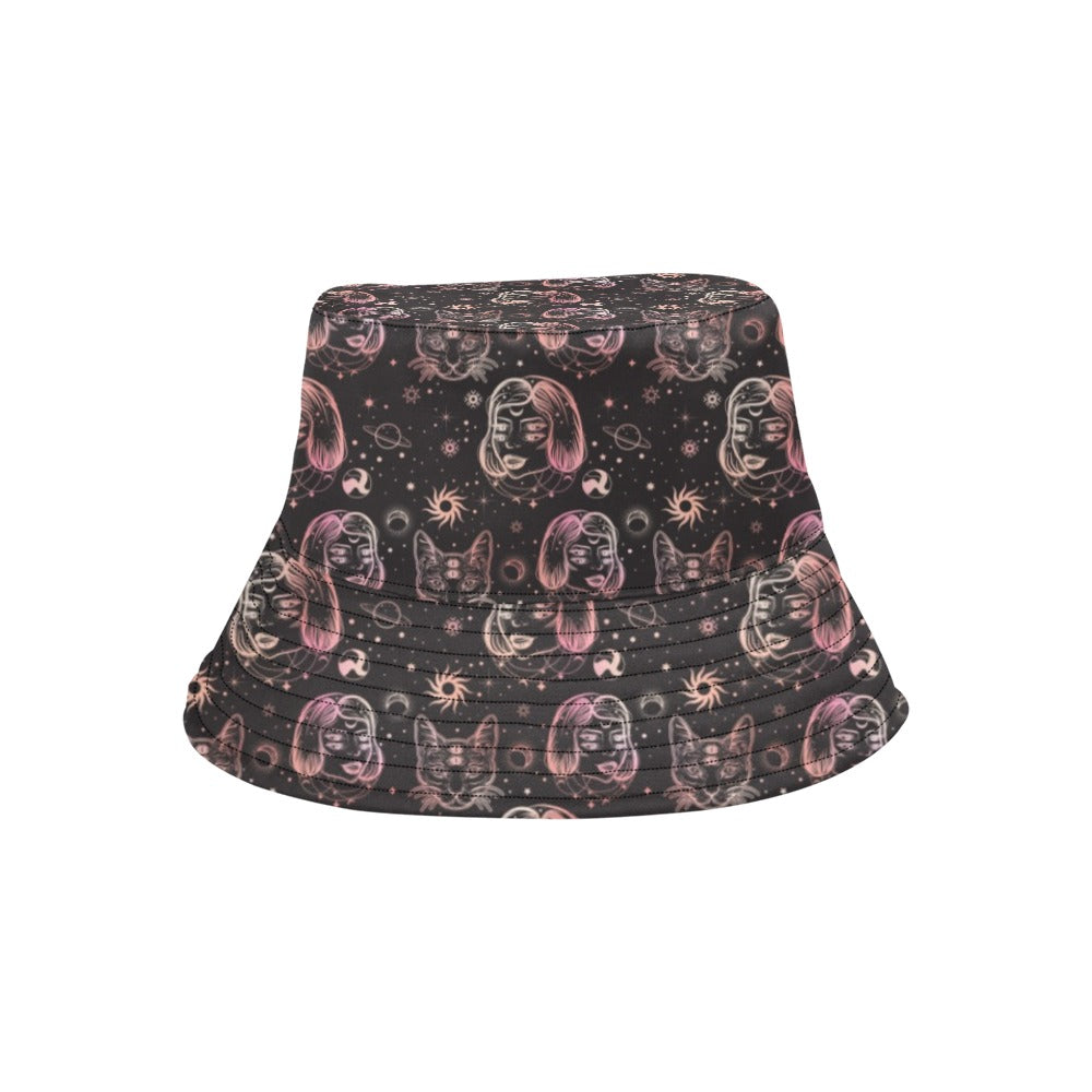 Third Eye Girl Cat Print Design LKS305 Unisex Bucket Hat