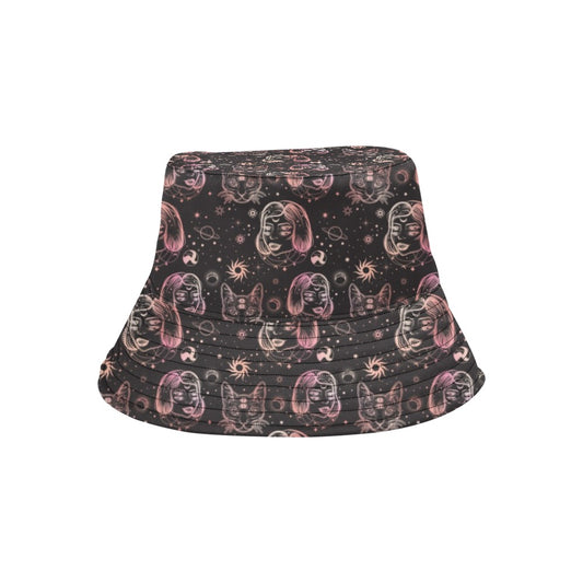 Third Eye Girl Cat Print Design LKS305 Unisex Bucket Hat