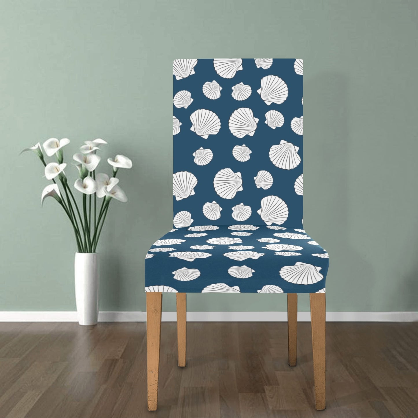 Seashell Print Design LKS3012 Dining Chair Slipcover