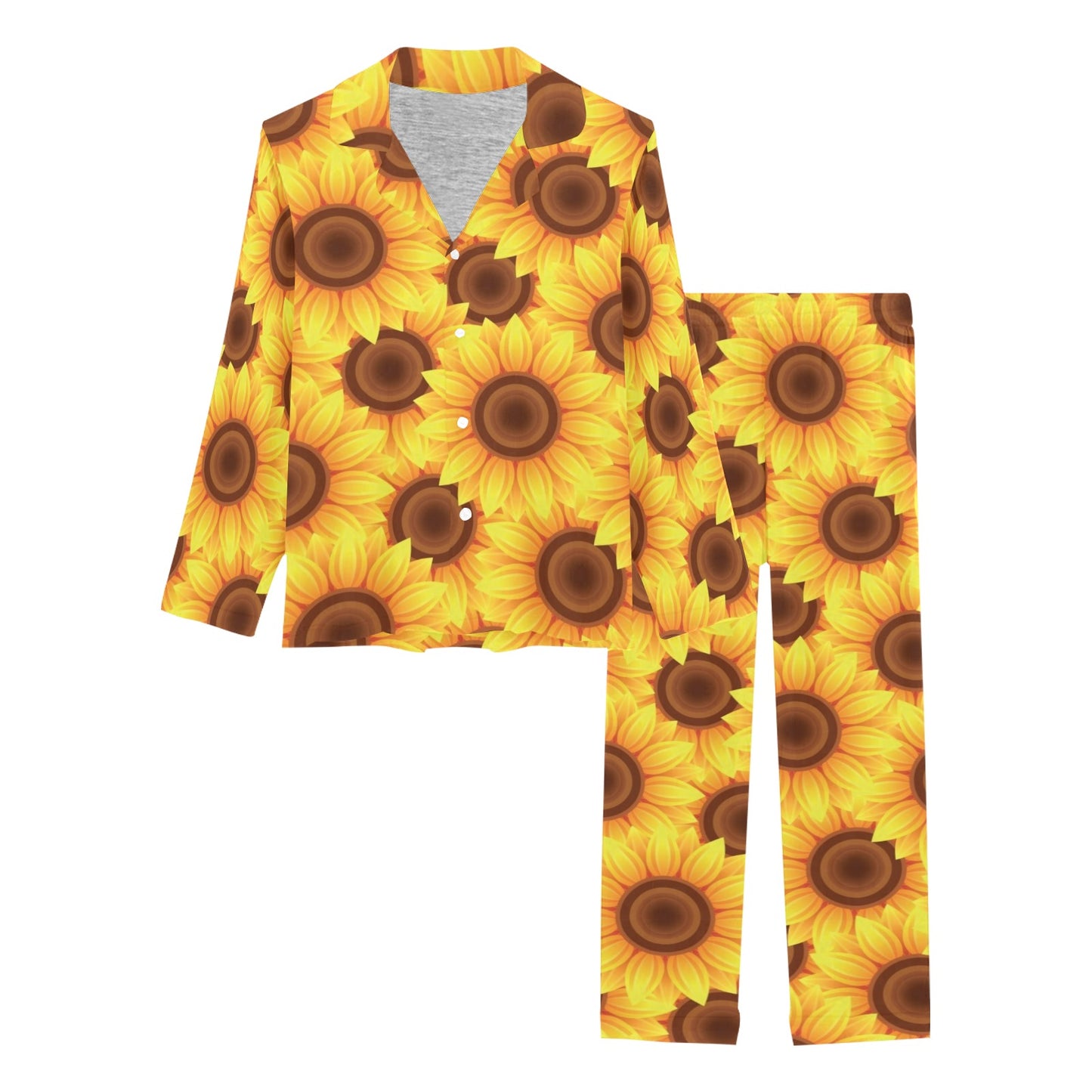 Sunflower Pattern Print Design SF07 Women's Long Pajama Set