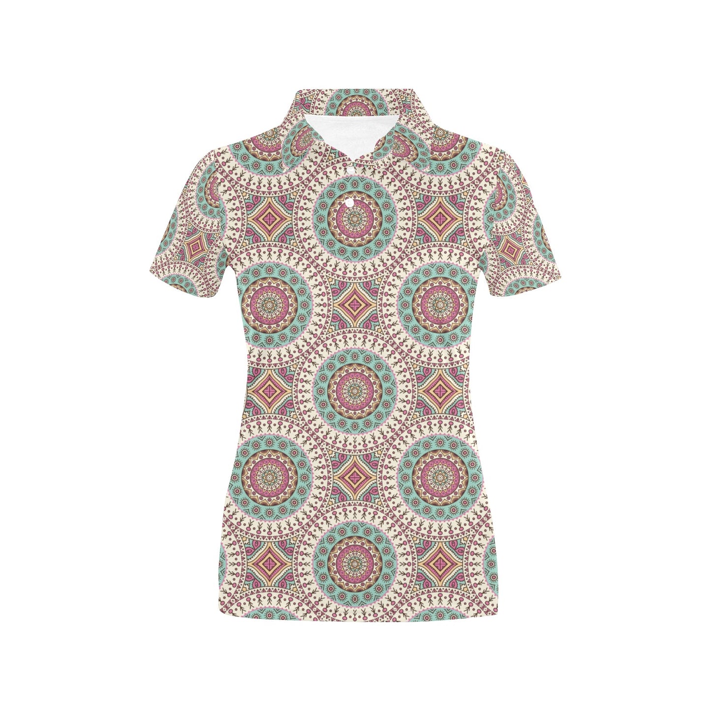 Bohemian Round Style Print Women's Polo Shirt