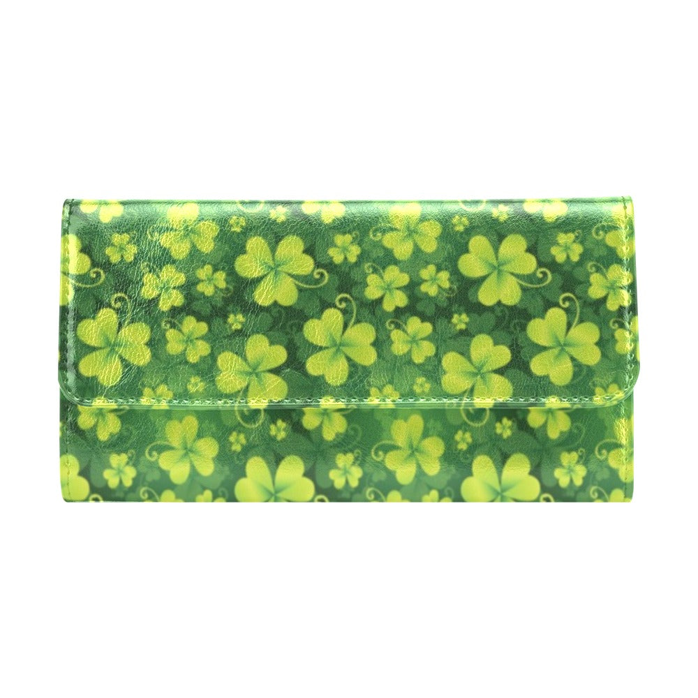 Shamrock Clover Print Women's Trifold Wallet