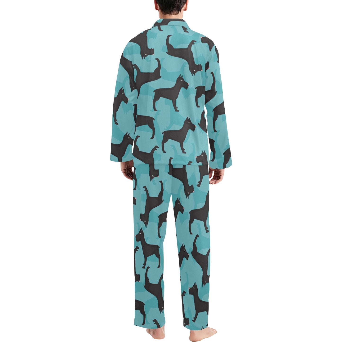 Schnauzers Pattern Print Design A01 Men's Long Pajama Set