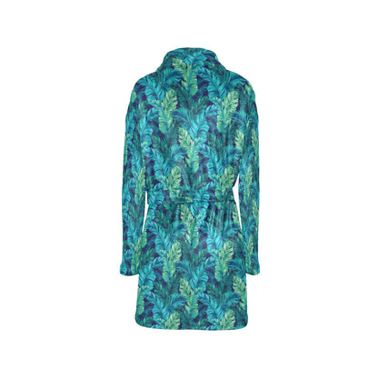 Banana Leaf Pattern Print Design 06 Women's Fleece Robe