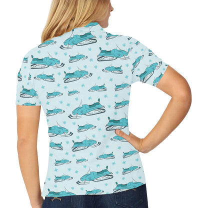 Snowmobile Print Design LKS301 Women's Polo Shirt