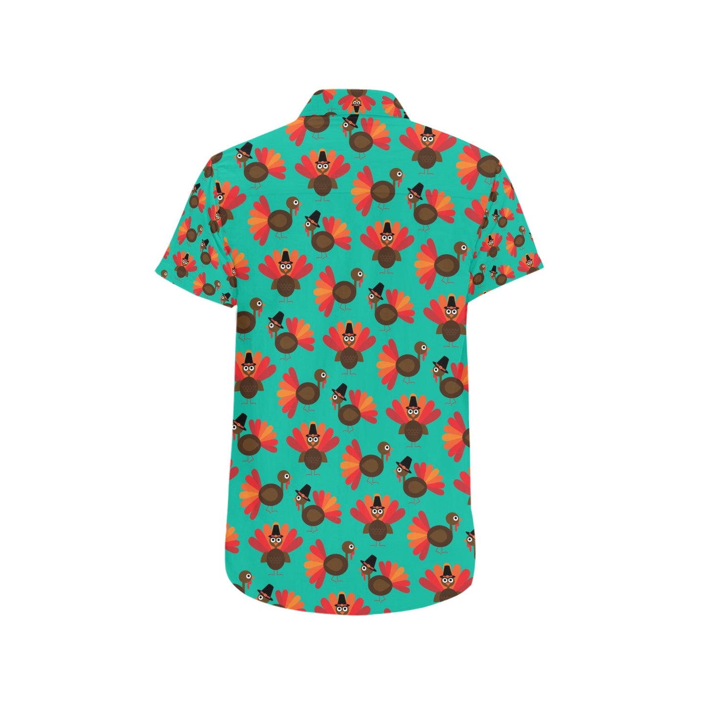 Thanksgiving Print Design LKS307 Men Short Sleeve Button Up Shirt