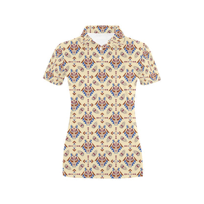 Aztec Wolf Pattern Print Design 03 Women's Polo Shirt