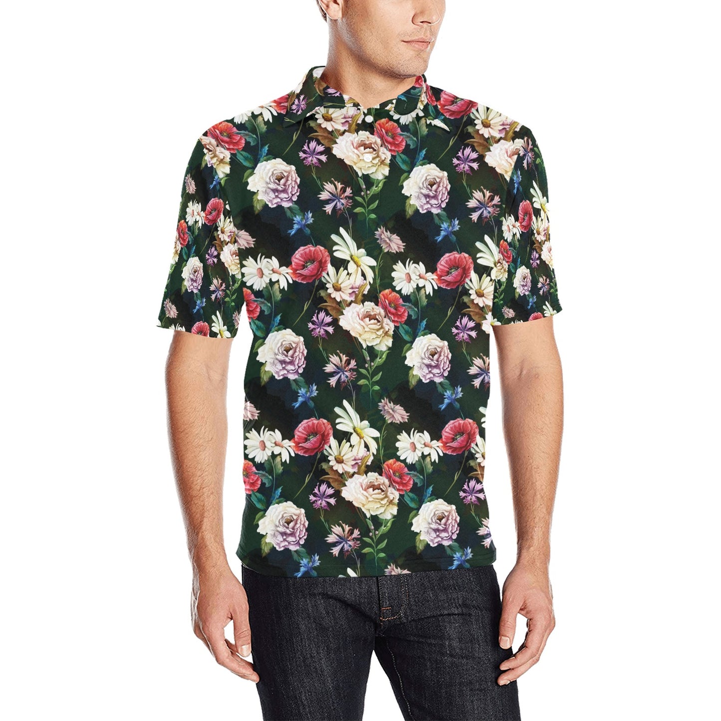 Summer Floral Print Design LKS303 Men Polo Shirt