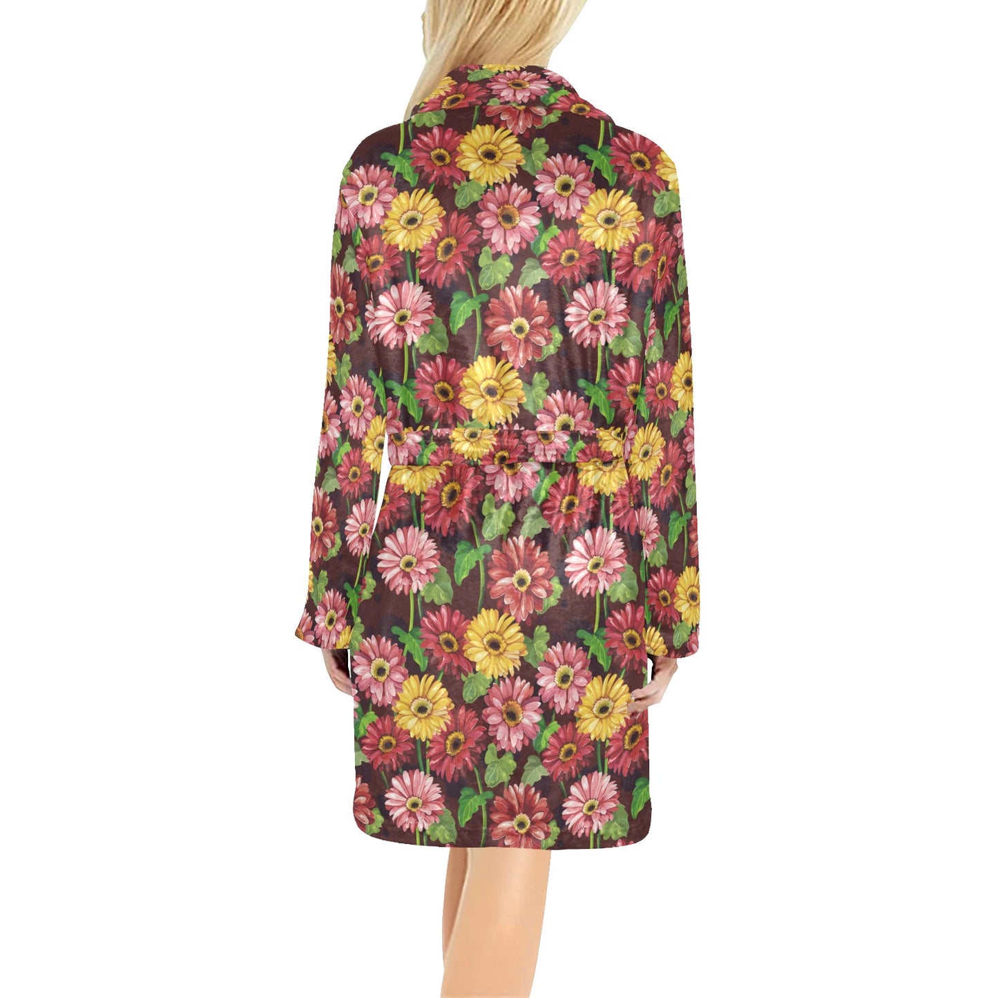 Daisy Gerbera Print Pattern Women's Fleece Robe