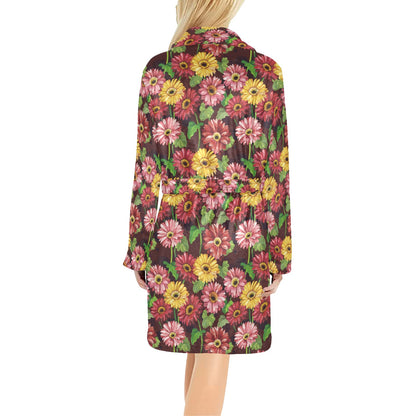 Daisy Gerbera Print Pattern Women's Fleece Robe