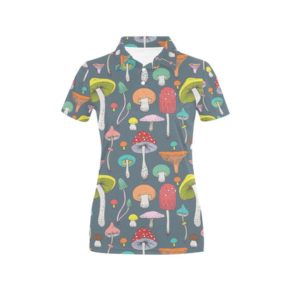 Mushroom Pattern Print Design A03 Women's Polo Shirt