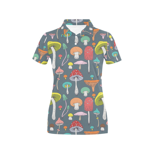 Mushroom Pattern Print Design A03 Women's Polo Shirt
