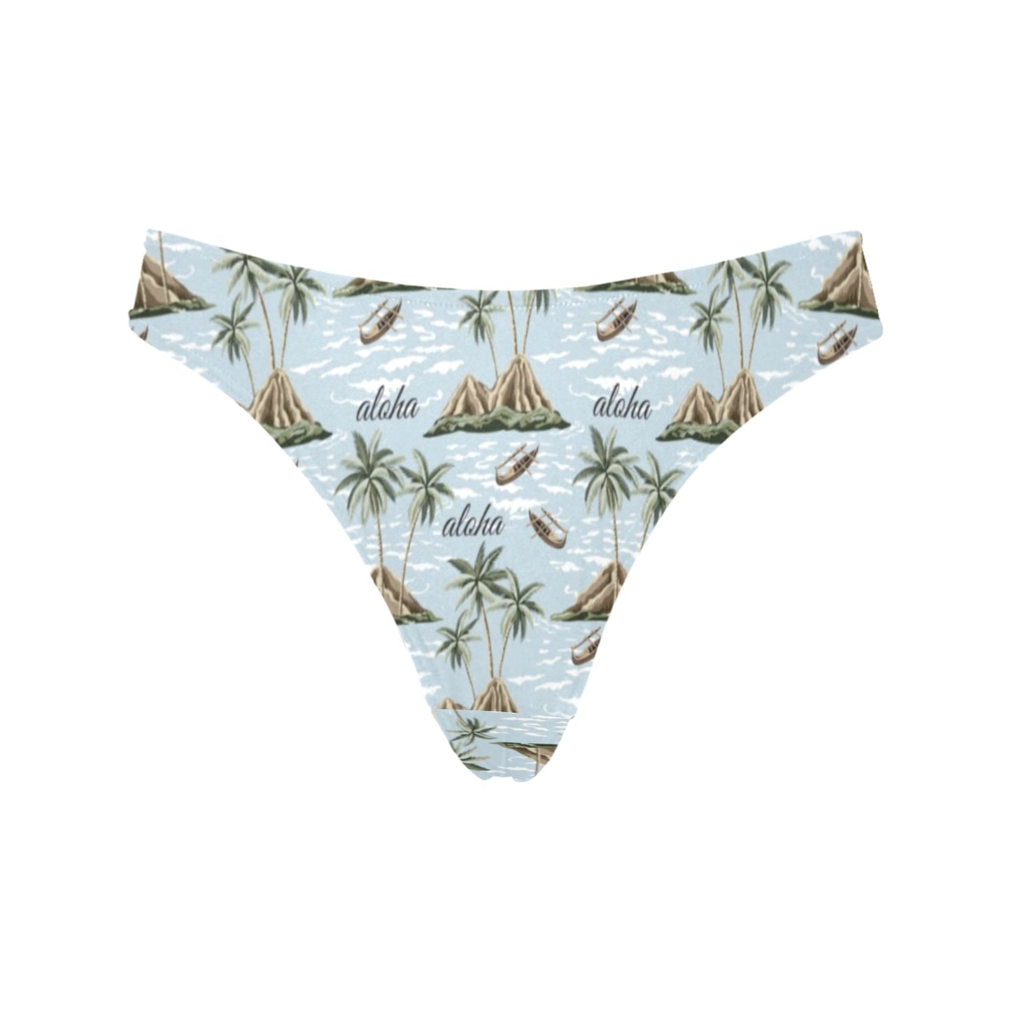 Aloha Hawaii island Design Themed Print Women's Thongs