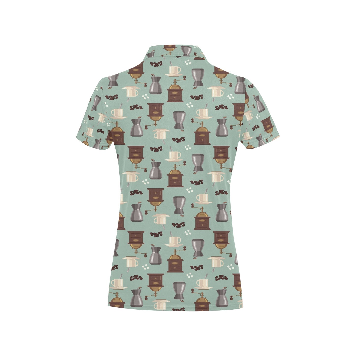 Coffee Pattern Print Design 04 Women's Polo Shirt