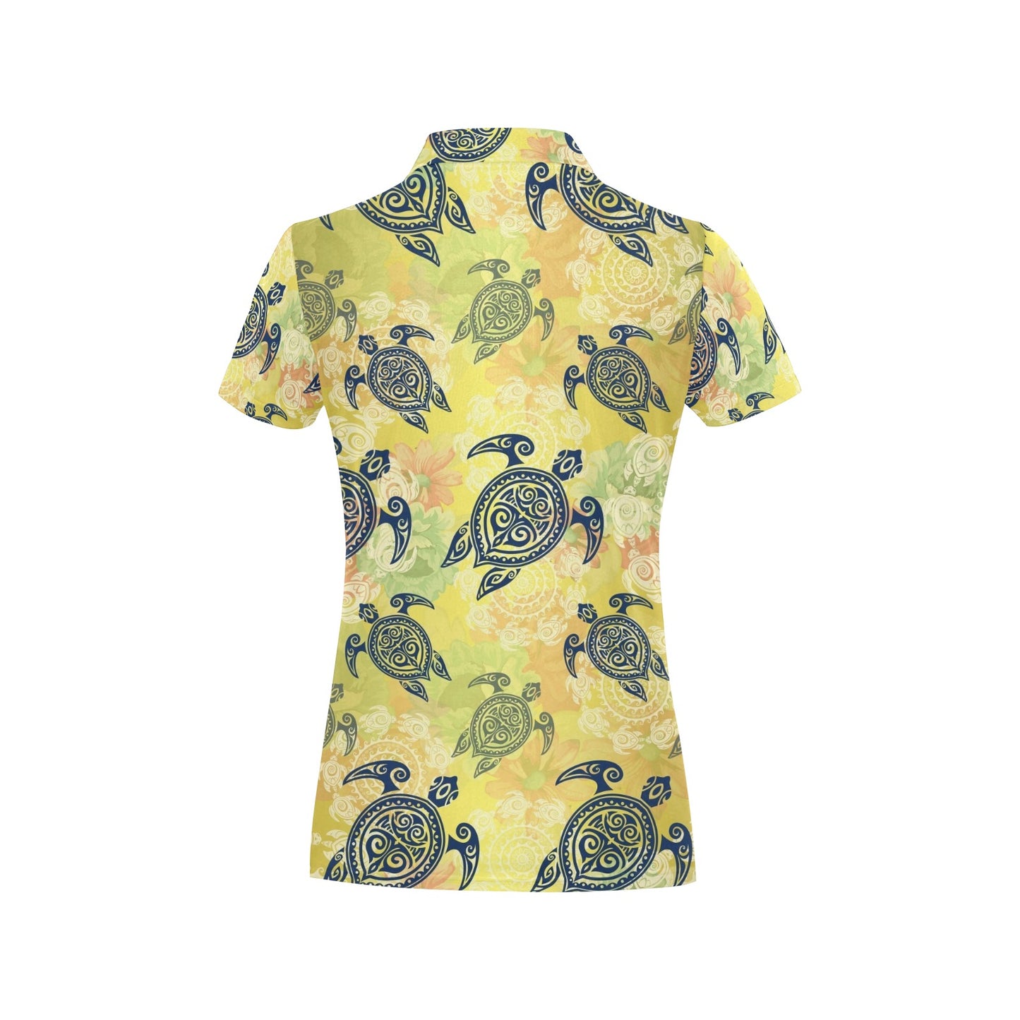 Hawaiian Turtle Tribal Design Print Women's Polo Shirt