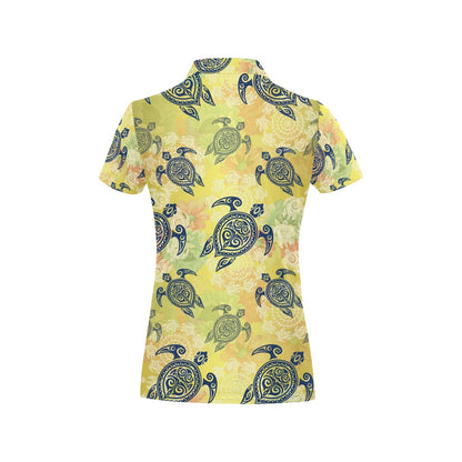 Hawaiian Turtle Tribal Design Print Women's Polo Shirt