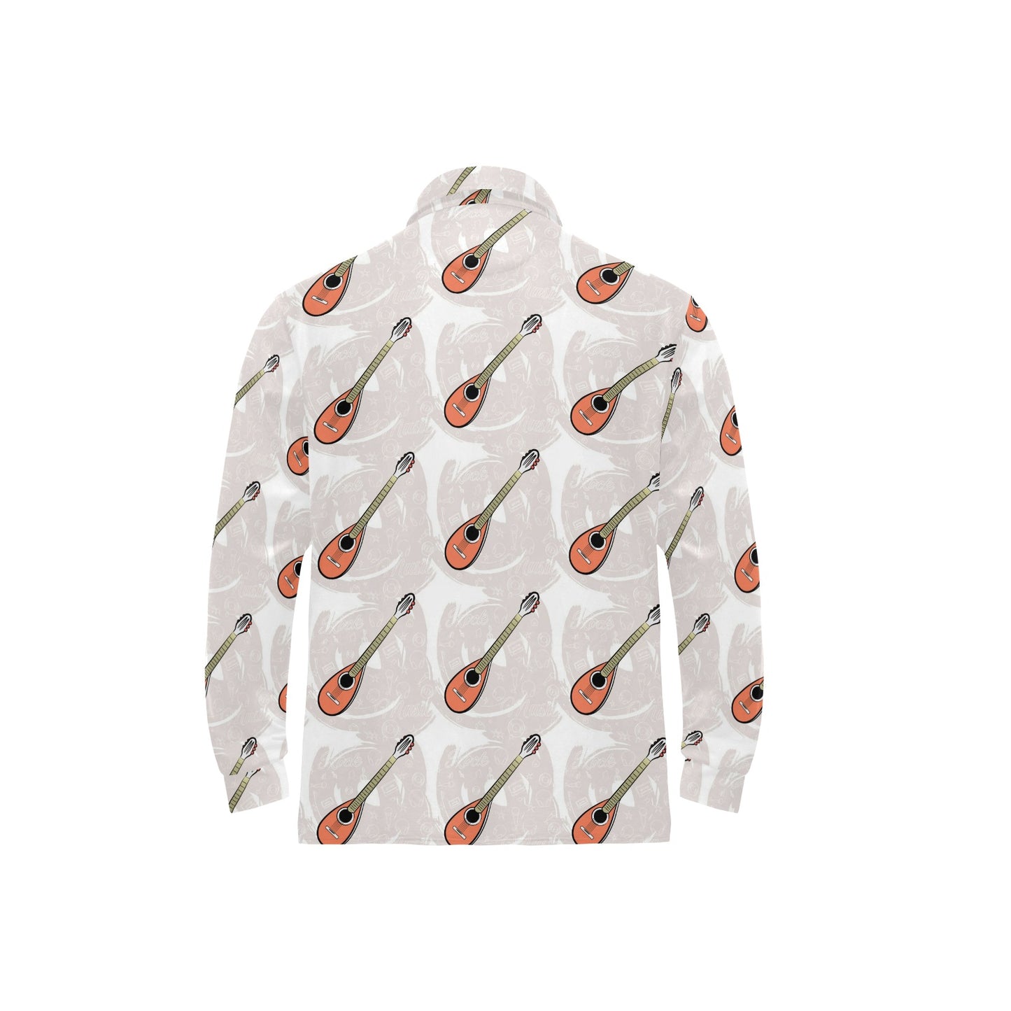 Mandolin Pattern Print Design 03 Long Sleeve Polo Shirt For Men's
