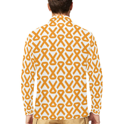 Appendix cancer Pattern Print Design 02 Long Sleeve Polo Shirt For Men's