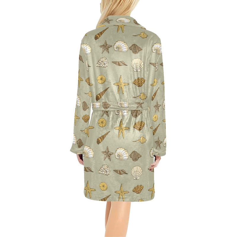 Seashell Beach Print Design LKS303 Women's Fleece Robe