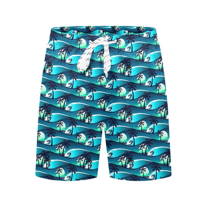 Beach Wave Design Print Men's Swim Trunks Beach Shorts