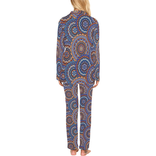 Mandala Boho Chic Design Print Women's Long Pajama Set