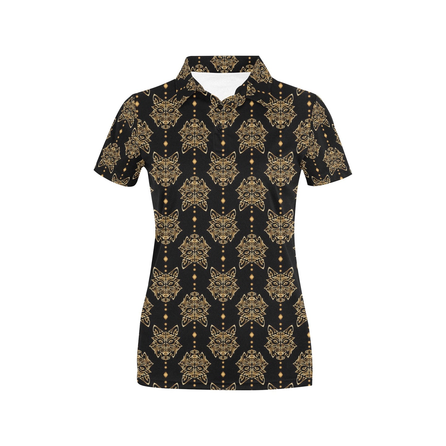 Aztec Wolf Pattern Print Design 04 Women's Polo Shirt