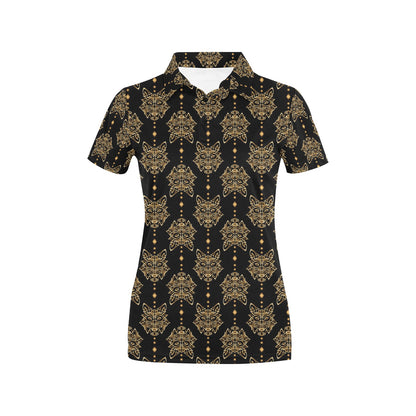 Aztec Wolf Pattern Print Design 04 Women's Polo Shirt