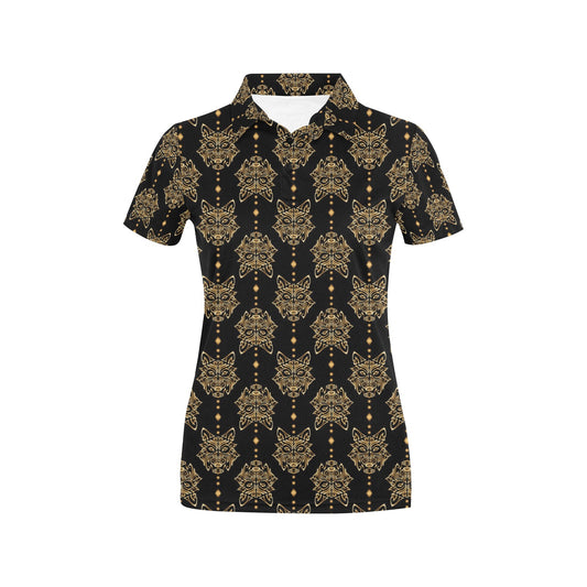 Aztec Wolf Pattern Print Design 04 Women's Polo Shirt