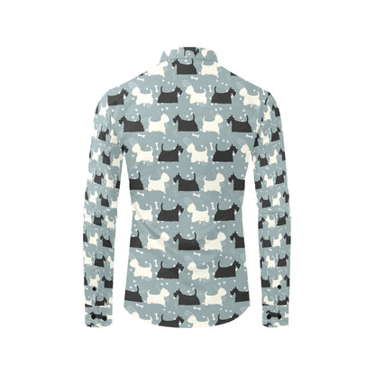 Scottish Terriers Print Design LKS301 Men's Long Sleeve Dress Shirt