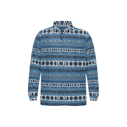 Sun Moon Pattern Print Design LKS306 Long Sleeve Polo Shirt For Men's