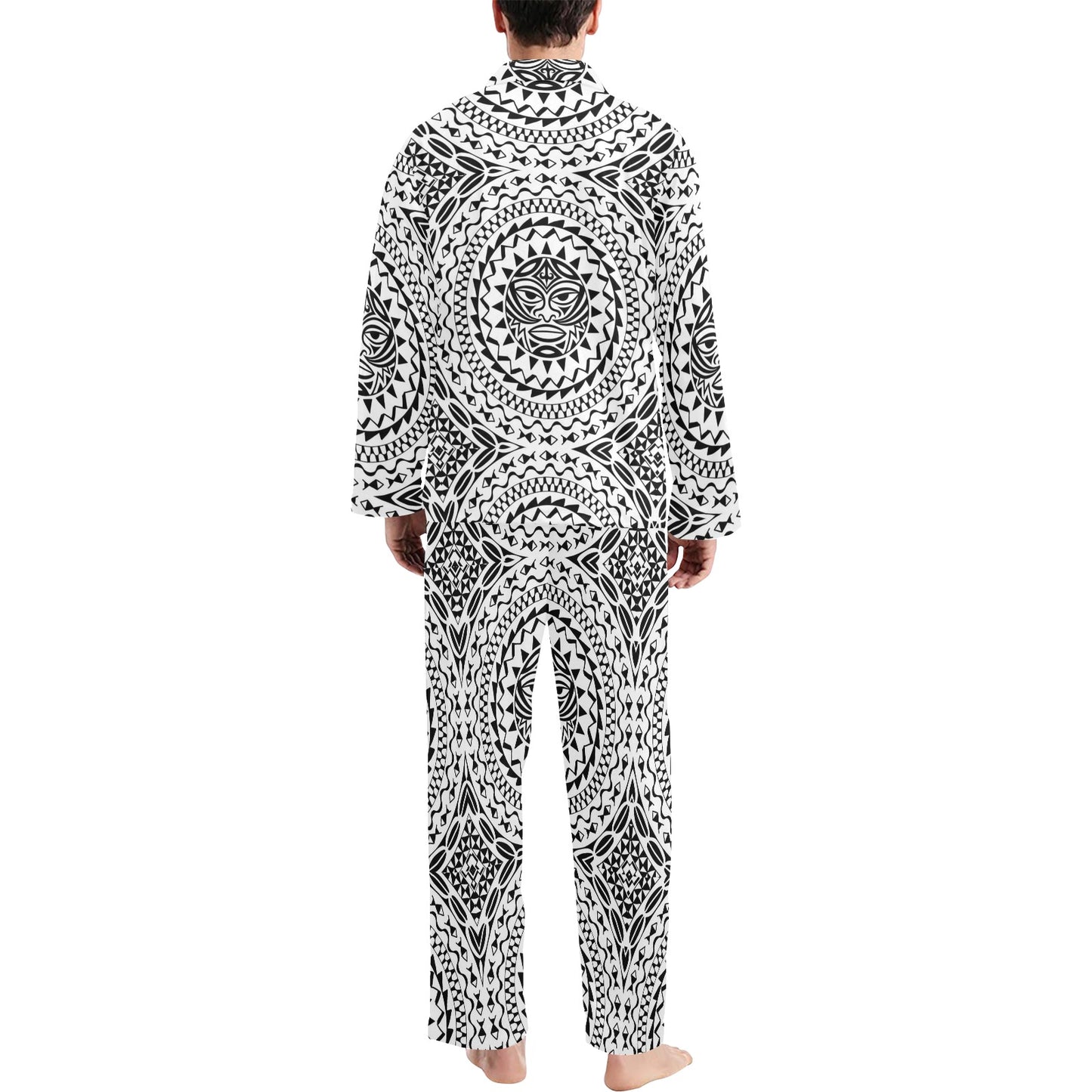 Polynesian Tribal Mask Men's Long Pajama Set