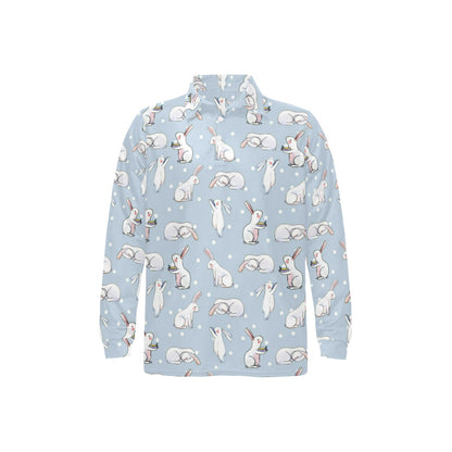 Rabbit Pattern Print Design RB06 Long Sleeve Polo Shirt For Men's