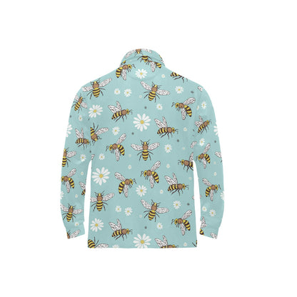 Bee Pattern Print Design BEE010 Long Sleeve Polo Shirt For Men's
