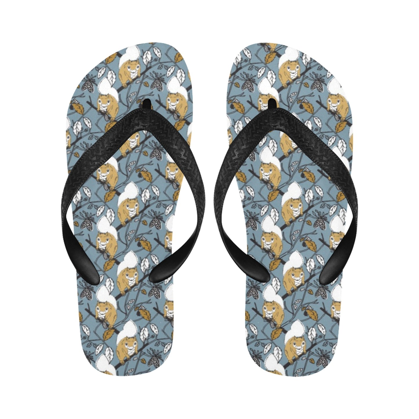 Squirrel Print Design LKS305 Flip Flops