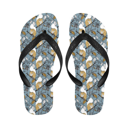 Squirrel Print Design LKS305 Flip Flops
