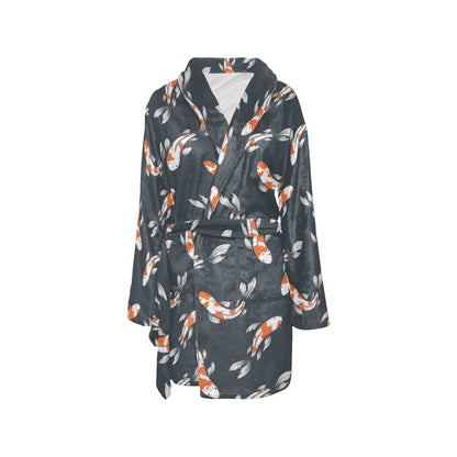 KOI Fish Pattern Print Design 04 Women's Fleece Robe