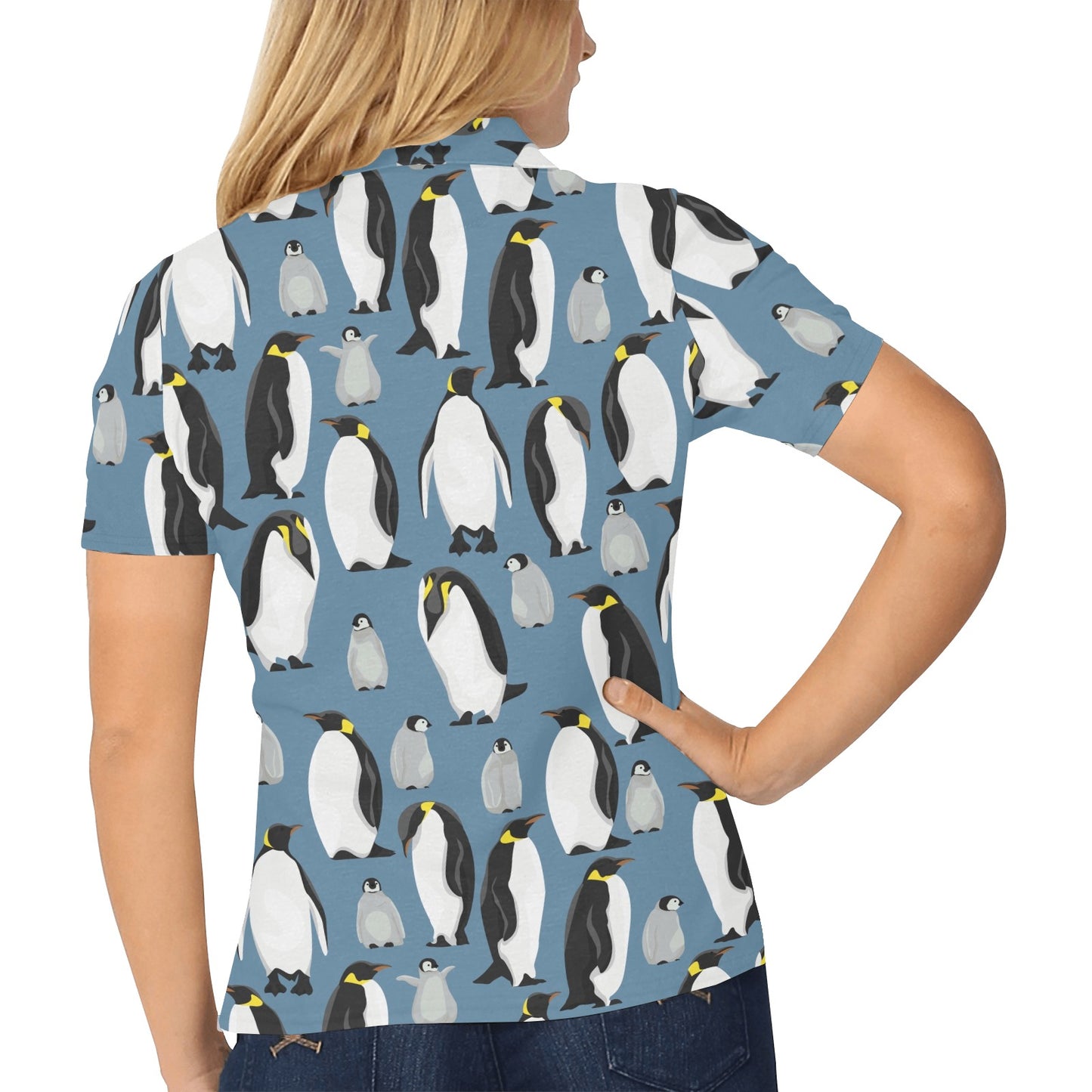 Penguin Pattern Print Design A03 Women's Polo Shirt