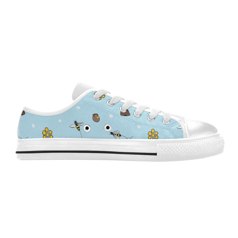 Honey Bee Print Design LKS307 Women's White Low Top Shoes