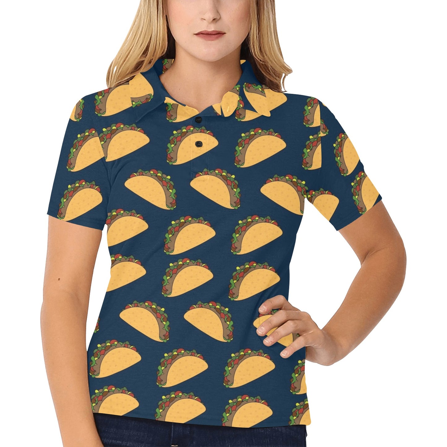 Taco Pattern Print Design TC04 Women's Polo Shirt