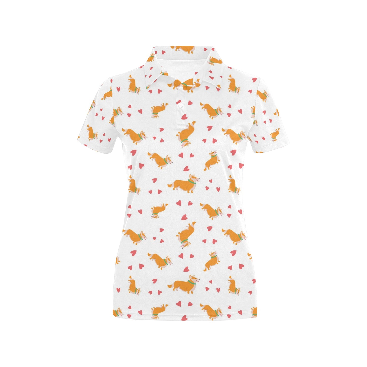 Cardigan Welsh Corgis Pattern Print Design 04 Women's Polo Shirt